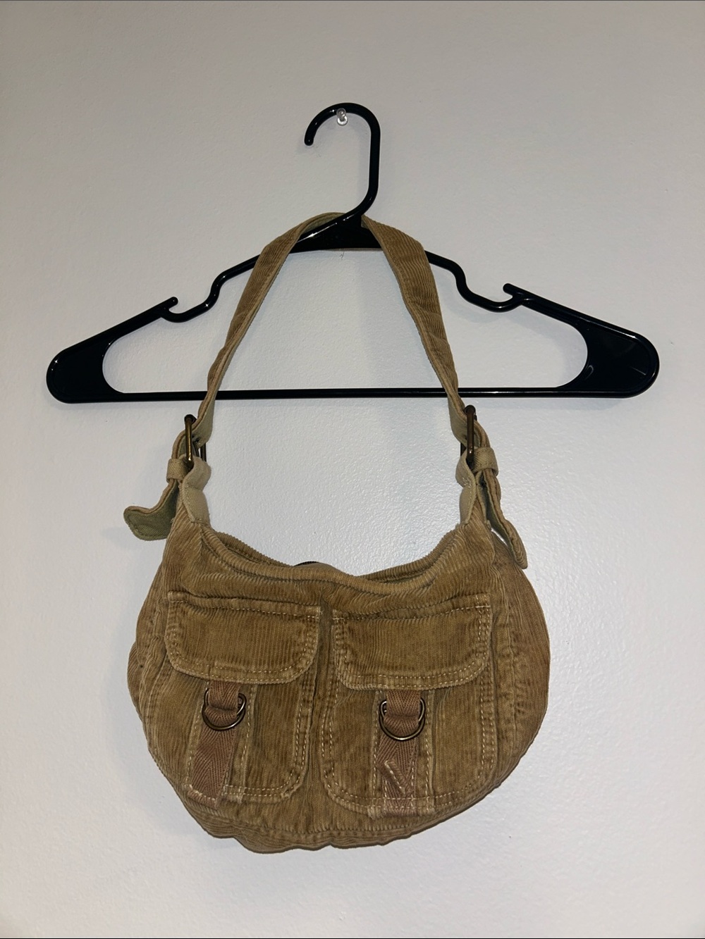 Aeropostale Vintage Corduroy Hobo Shoulder Bag in Tan
